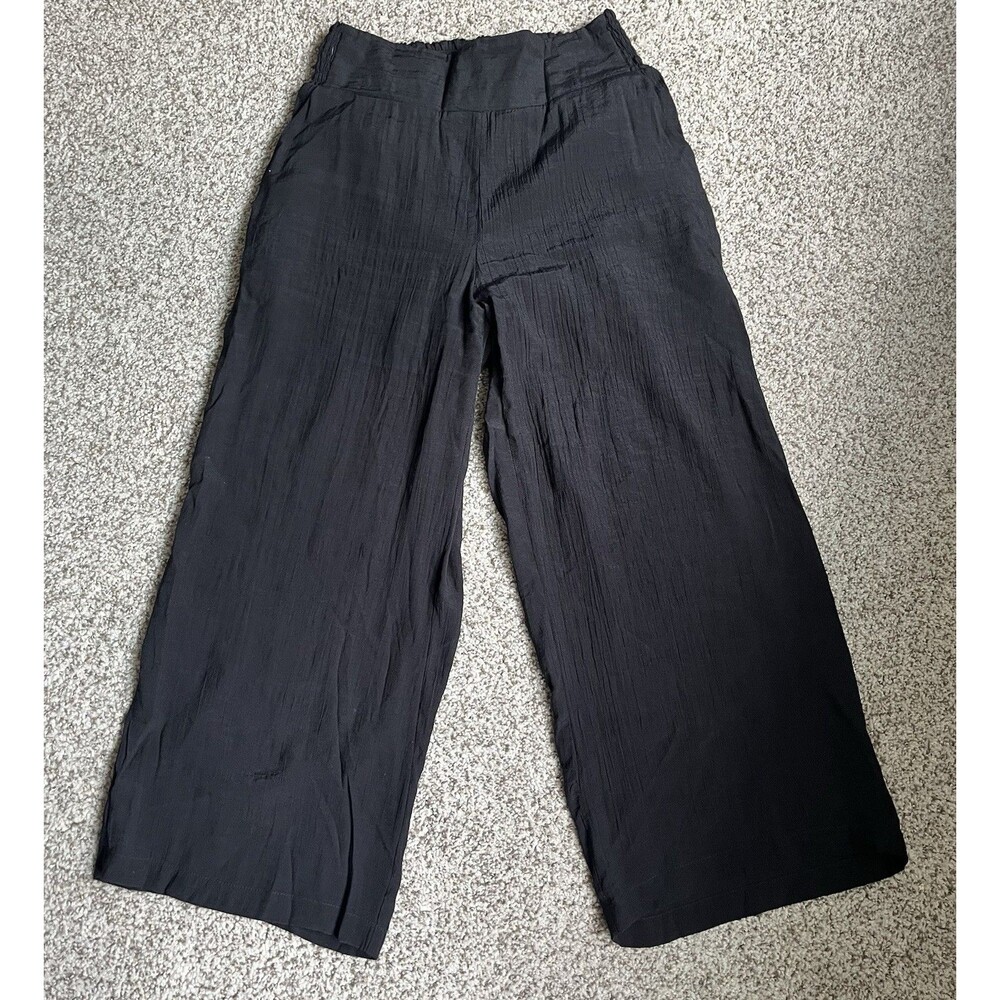 Women's Nanette Lepore Black Wide Leg Pants, Elastic Waist, Pockets, Small